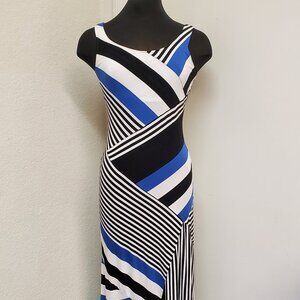 AB Studio Striped Abstract Maxi Dress Size M (WD230)